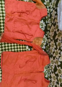 Embroidered Orange Ethnic Wear Set