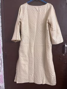 W Elegant Beige Embroidered Kurta