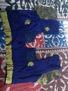 Vibrant Blue shiffon Saree with Golden Motif