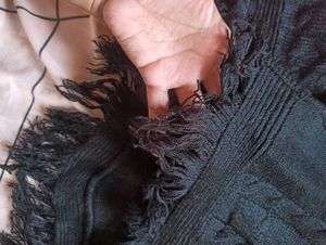 Stylish Black Knit Poncho