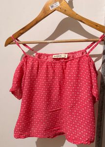 Abercrombie &amp; Fitch Pink Floral Cold Shoulder Top