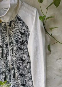 Unique Graphic Print Zip-Up Jacket