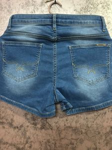 Denim Shorts with Side Stripes