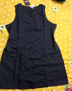 XXL size Sleek Black Button-Up Mini Dress