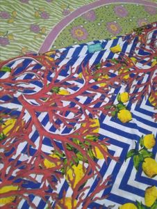 Vibrant Lemon &amp; Coral Print kaftan