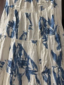 Boho Tiered Maxi Skirt - Blue Floral Print