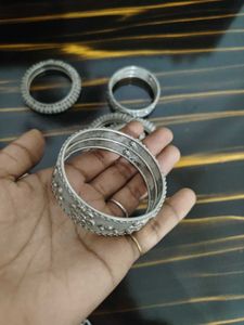 Elegant Silver Bangles Set