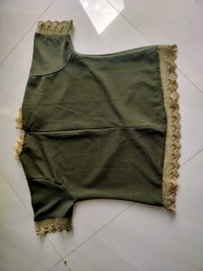 Olive Green Lace Trim Top