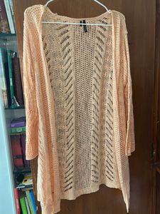 Peach Open Knit Cardigan