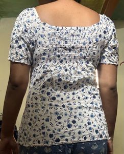 Floral Puff Sleeve Button-Up Top