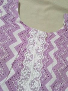 Purple Zig-Zag Print Short Kurti