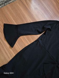 Athena chic Black Ruffle Dress with Bell Sleeves