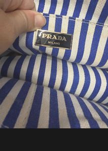 PRADA CANAPA 🩵 BLUE &amp; WHITE STRIPED TOTE 🩵
