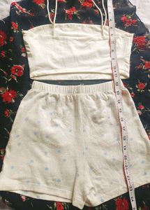 Cream Cropped Tank &amp; Shorts Set