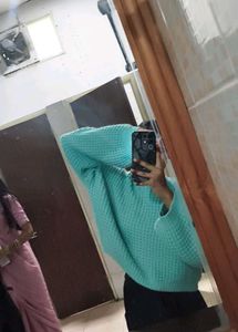 Chic Mint Waffle Knit Sweater