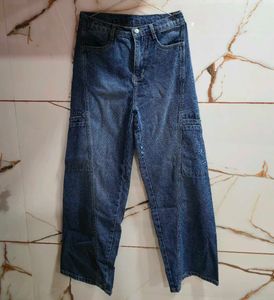 Vintage Wash Cargo wide leg Jeans