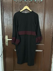 Black Dress with Maroon Accents