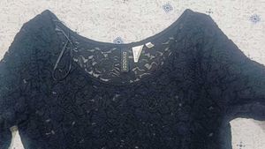 Black Lace Peplum Top (Size-M)