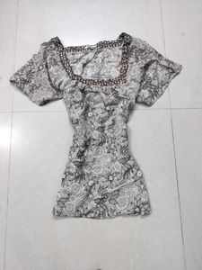 Floral Print Square Neck Top