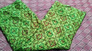 Vibrant Parrot Green Bandhani Print Saree