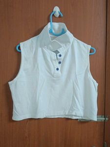 Sleeveless White Crop Top