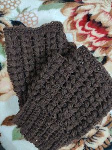 Handmade Brown Crochet Fingerless Gloves