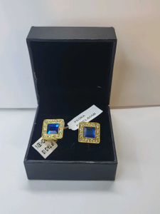 PEORA Square Blue &amp; Gold Cufflinks