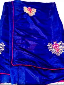 Elegant Royal Blue Embroidered Saree