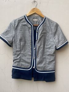 Stylish Grey &amp; Navy Ethnic Blouse