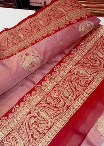 Luxurious Pink Silk Saree with Gold Embroidery