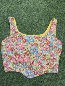 Floral Tapestry Crop Blouse