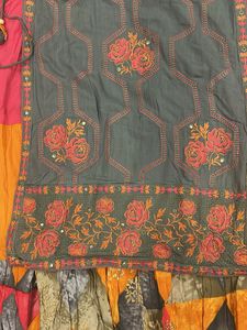 Vibrant Embroidered Kurta Skirt Set