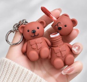 Cute Teddy Bear Lip Gloss Keychain Set
