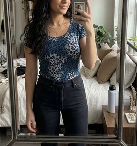 Leopard Print Criss-Cross Back Top