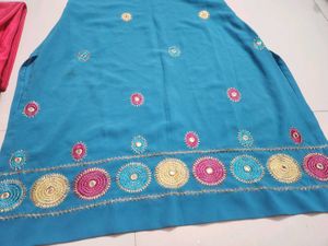 Teal Kurta with Pink Salwar