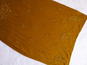 GOLDEN BROWN CHIKANKARI LONG KURTA