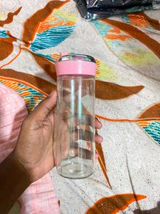 Stylish Glass Water Bottle with Pink Lid