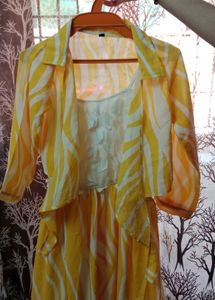 yellow dress with over coat