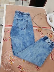 Acid Wash Denim Joggers