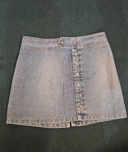 Classic Denim Button-Up Mini Skirt