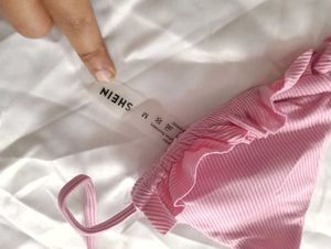 Pink Ruffle Bikini Top