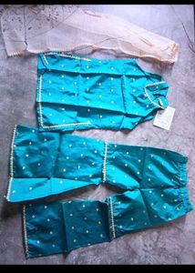 Kids Teal Sharara Set with Dupatta