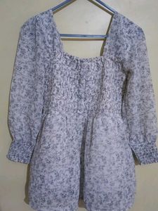 Floral Smocked Square Neck Top