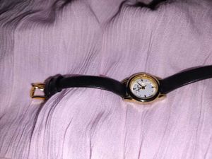 Classic Black Leather Strap Watch
