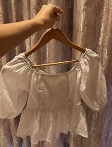 White Puff Sleeve Top
