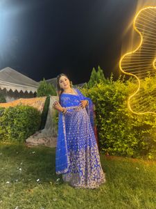 Stunning Blue Lehenga Choli with Golden Embroidery