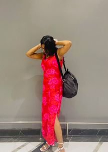 Vibrant Floral Print Maxi Dress
