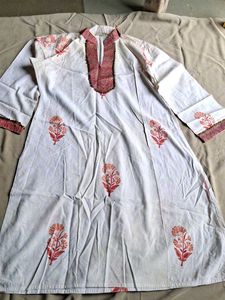 Jaipuri White Printed Kurta