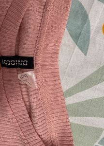 Pink Ribbed Pearl Embellished Top