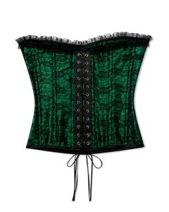 Green Corset Top with Black Lace